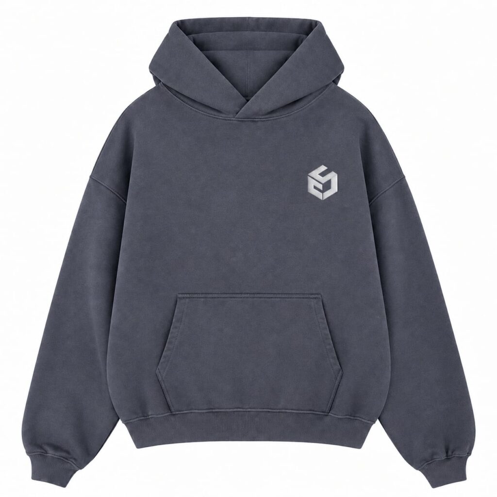Custom Embroidery Logo | Oversize hoodie with Acid wash Effect