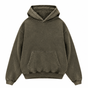 Oversized Washed Cotton Pullover Hoodie with Kangaroo Pocket