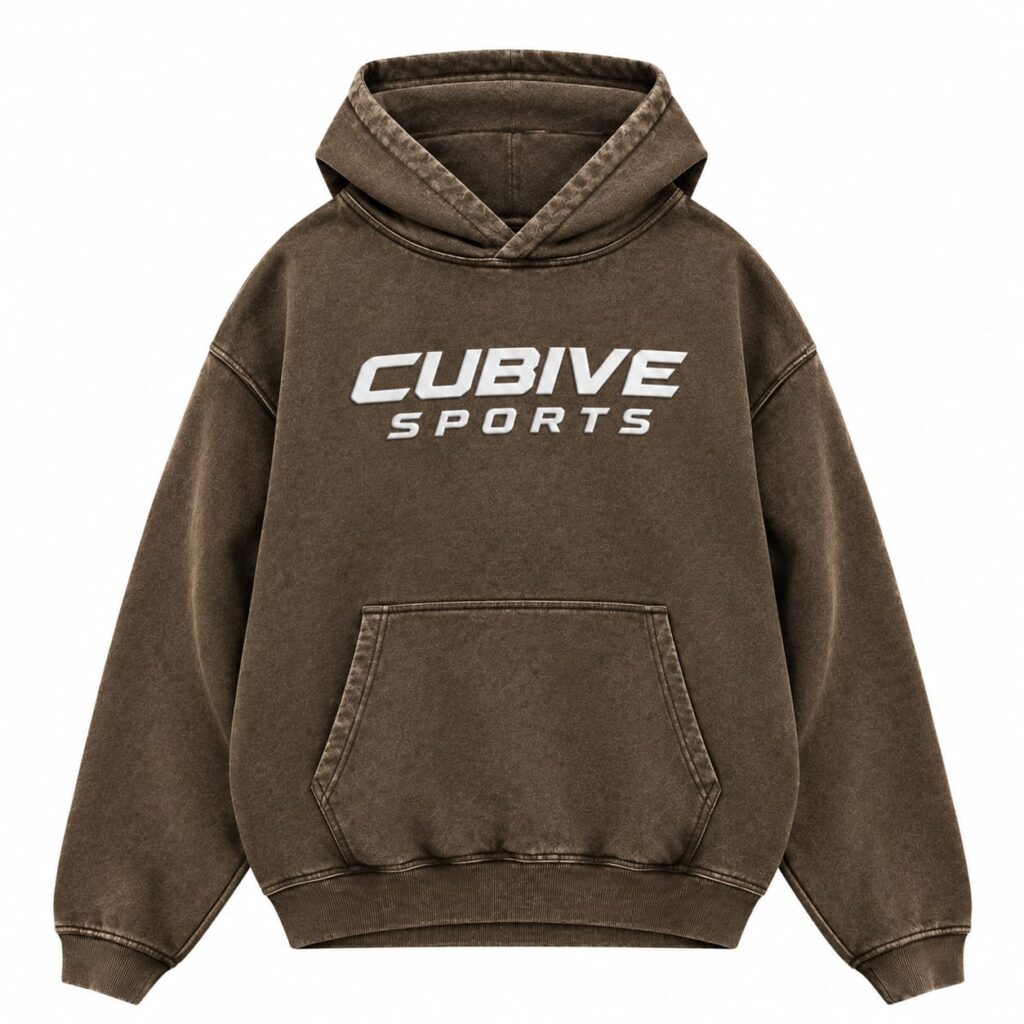 Acid wash Hoodie with White Custom Embroidery Logo for men